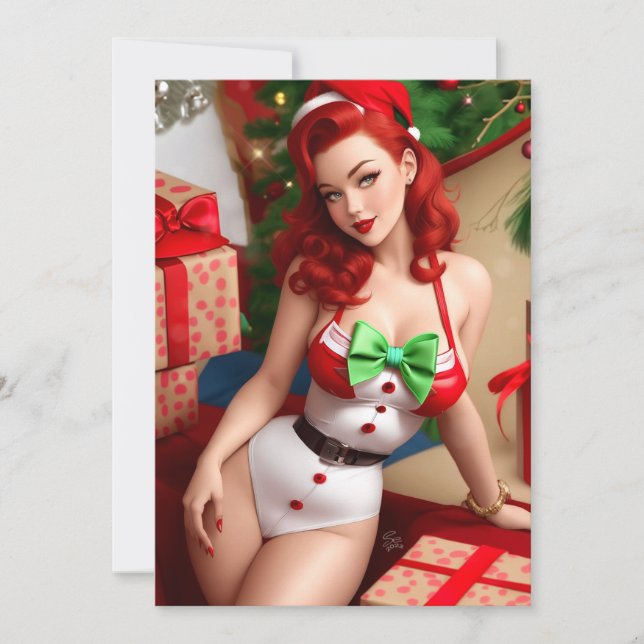 Tarjeta de felicitación de vacaciones de Pinup de  (Anverso)