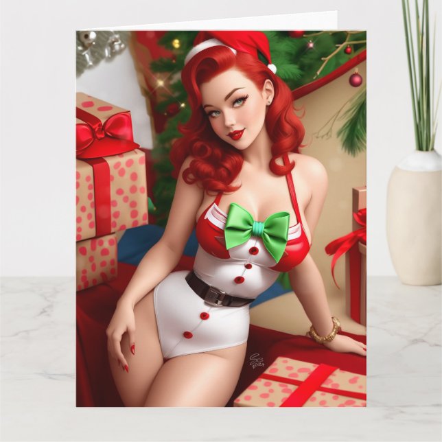 Tarjeta de felicitación de vacaciones de Pinup de  (Anverso)
