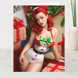Tarjeta de felicitación de vacaciones de Pinup de