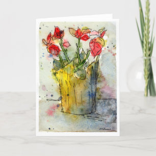 Tarjeta de felicitación de vacaciones de Poinsetti