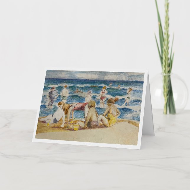 Tarjeta de felicitación de vacaciones en la playa (Anverso)