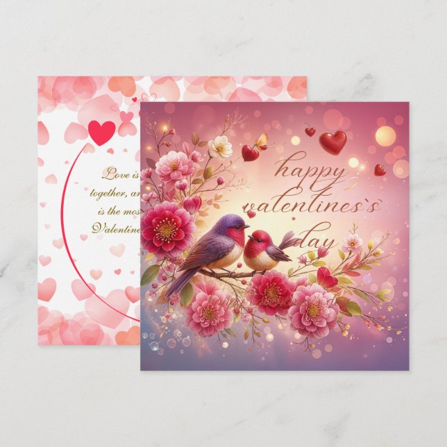 Tarjeta de felicitación de Valentine de Lovebirds (Anverso / Reverso)