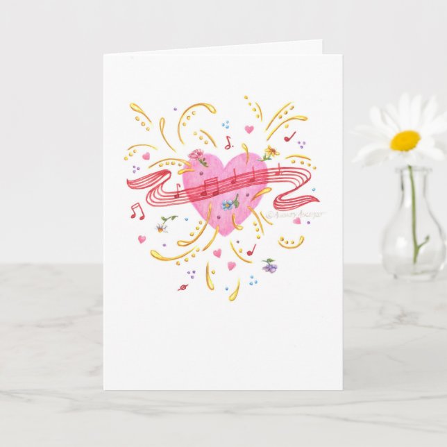 Tarjeta de felicitación de Valentine Singing Heart (Planta pequeña)