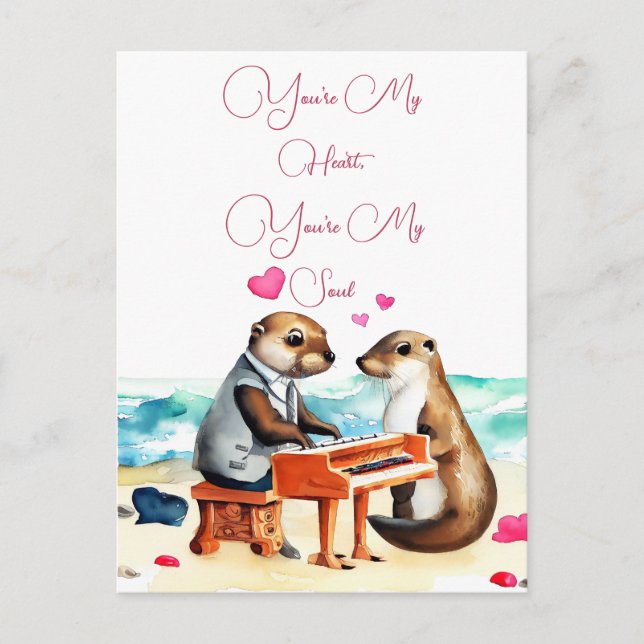 Tarjeta de felicitación de Valentines Otter (Anverso)