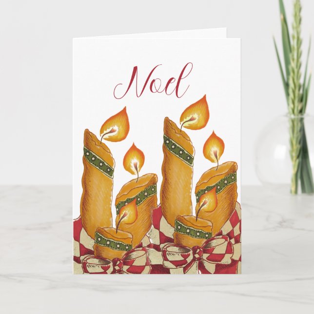 Tarjeta de felicitación de vela de Navidad "Noel" (Anverso)