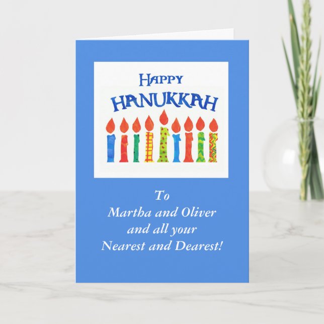 Tarjeta de felicitación de velas de Hanukkah para  (Anverso)