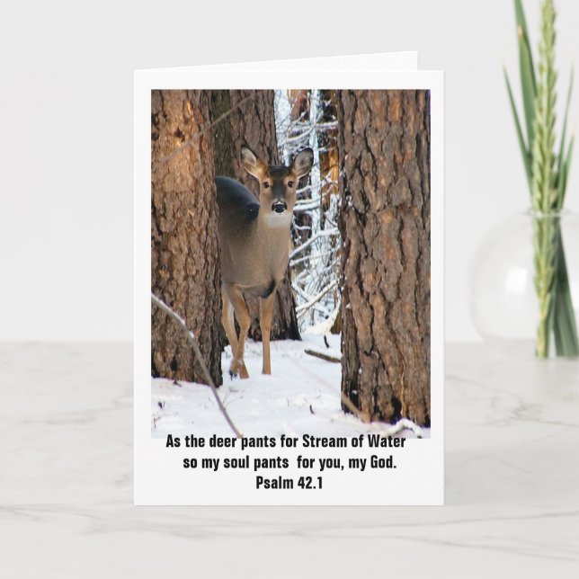Tarjeta de felicitación de venado Psalm 42.1 (Anverso)