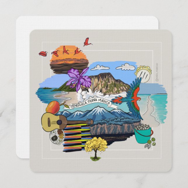 Tarjeta de felicitación de Venezuela ✨ Magic Land (Anverso / Reverso)