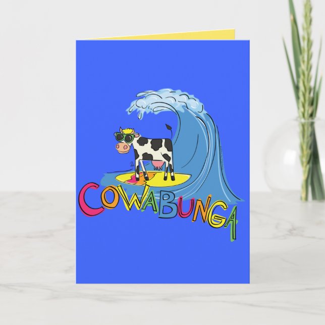 Tarjeta de felicitación de verano Cowabunga Cute S (Anverso)