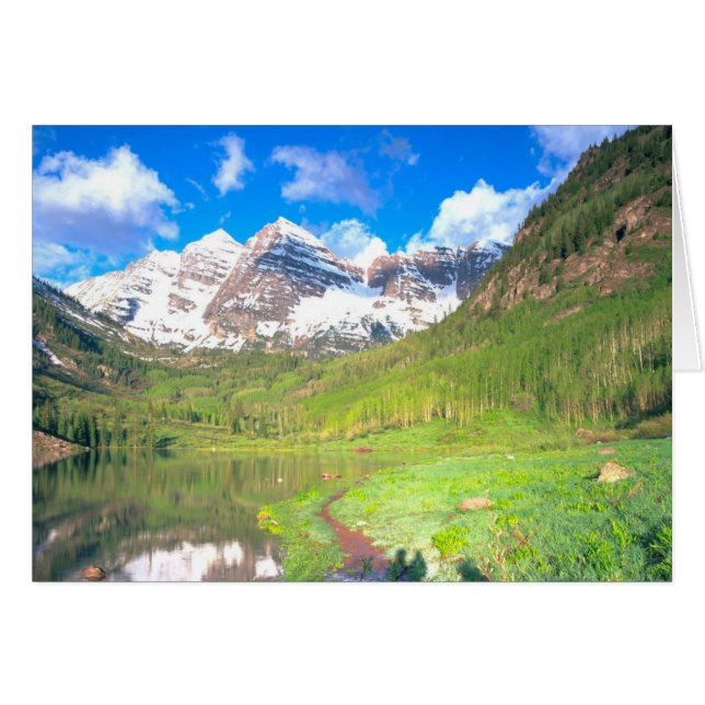 Tarjeta de felicitación de verano de Maroon Bells  (Anverso (Horizontal))