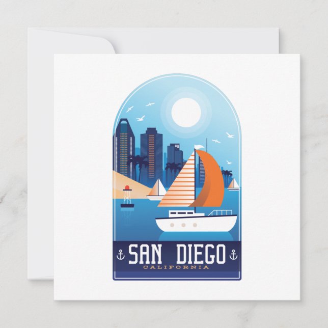 Tarjeta de felicitación de viaje de San Diego Cali (Anverso)