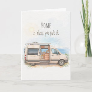 Tarjeta de felicitación de viaje de vida en furgon