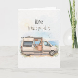 Tarjeta de felicitación de viaje de vida en furgon