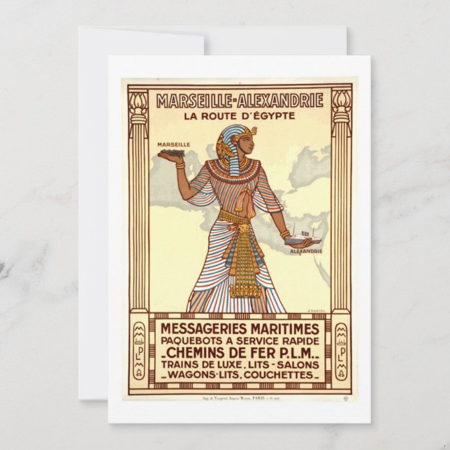 Tarjeta de felicitación de viaje Vintage Egypt Tra (Anverso)