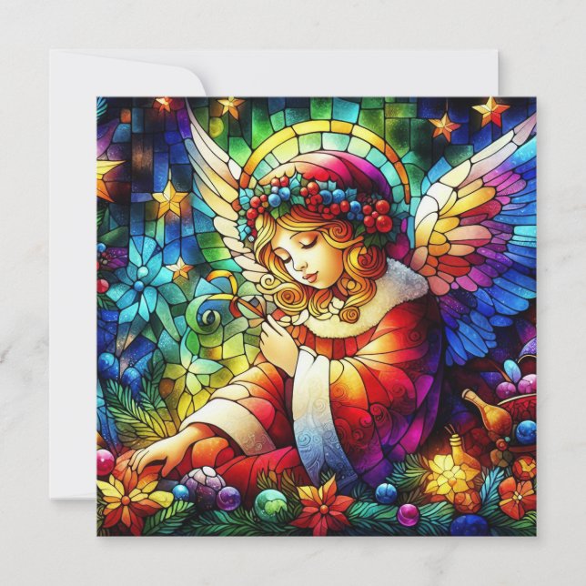 Tarjeta de felicitación de vidrio manchado de colo (Anverso)