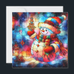 Tarjeta de felicitación de vidrio manchado de colo<br><div class="desc">navidades acuarela efecto de vidrio manchado de alegría navidad tarjeta de saludo</div>