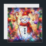 Tarjeta de felicitación de vidrio manchado de colo<br><div class="desc">navidades acuarela efecto de vidrio manchado de alegría navidad tarjeta de saludo</div>