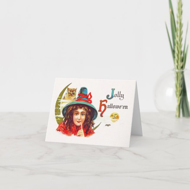 Tarjeta de felicitación de Vintage Hallowe'en (Anverso)