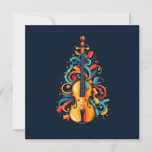 Tarjeta de felicitación de violín de Navidad de ár (Anverso)