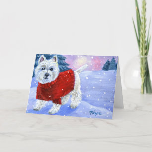 Tarjeta de felicitación de Westie del invierno