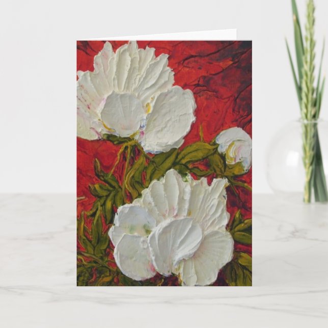 Tarjeta de felicitación de White Peonies (Anverso)