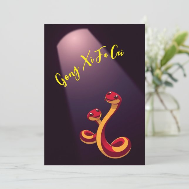 Tarjeta de felicitación de Year of Snake (Spotligh (Anverso de pie)
