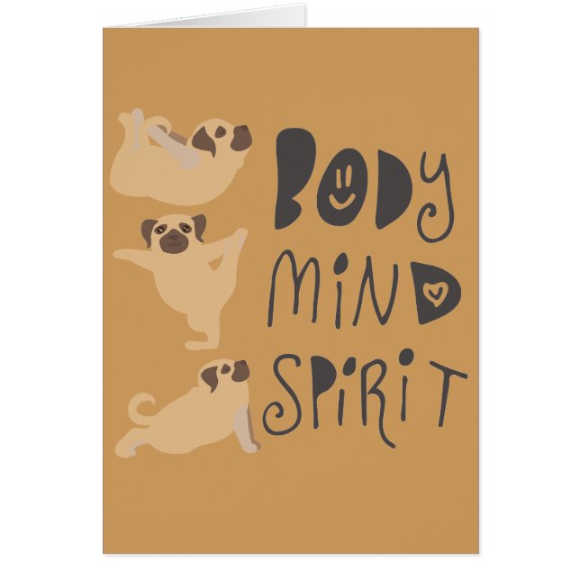 Tarjeta de felicitación de yoga Pugs (Frente)