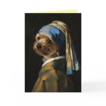 Tarjeta de felicitación de Yorkie con un pendiente