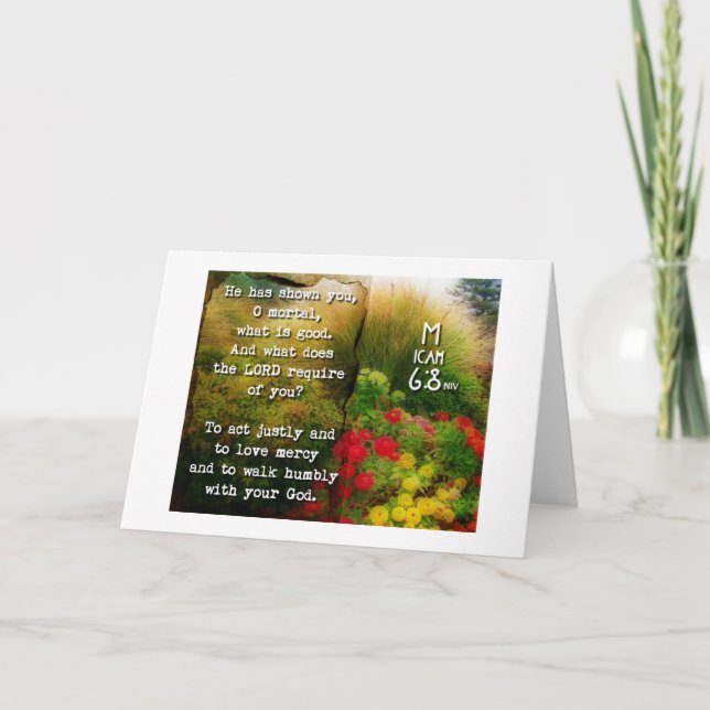 Tarjeta de felicitación del 6:8 de Micah (Anverso)