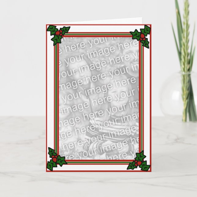 Tarjeta de felicitación del acebo/de la foto (Anverso)