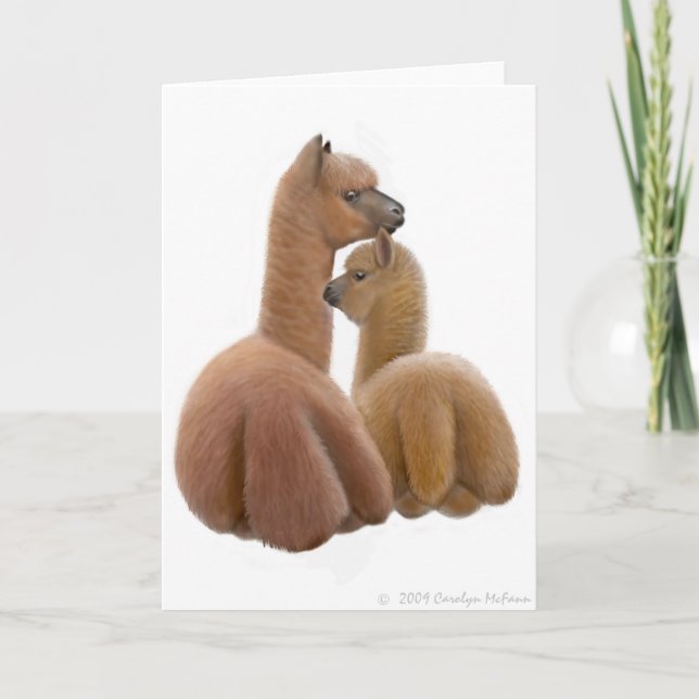 Tarjeta de felicitación del amor de la alpaca (Anverso)