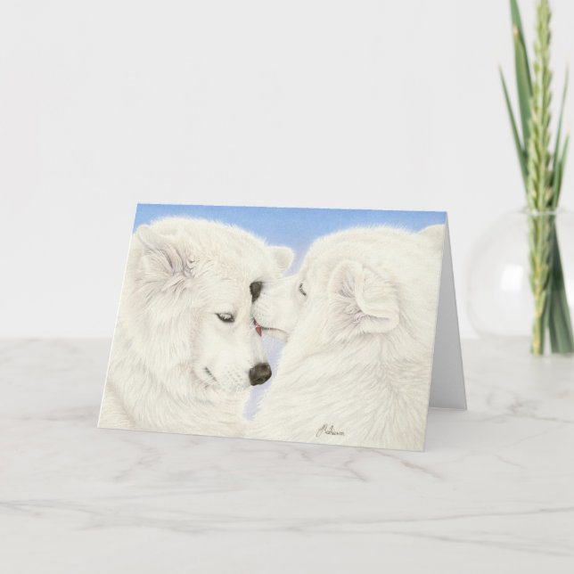 Tarjeta de felicitación del amor del samoyedo (Anverso)