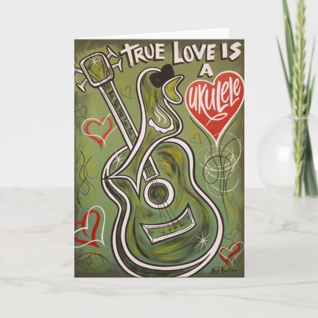 Tarjeta de felicitación del amor del Ukulele (Anverso)