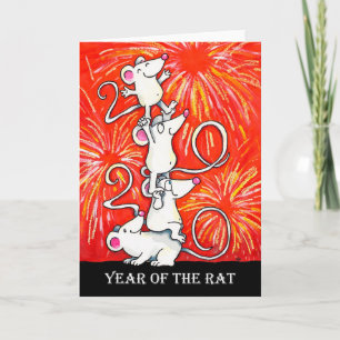 Tarjeta de felicitación del año 2020 de la rata po