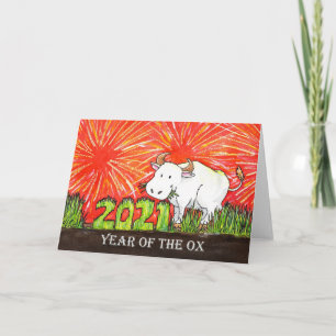 Tarjeta de felicitación del año del buey 2021