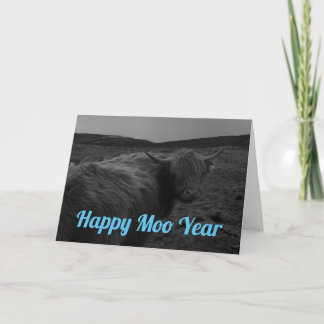 Tarjeta de felicitación del año del moo feliz