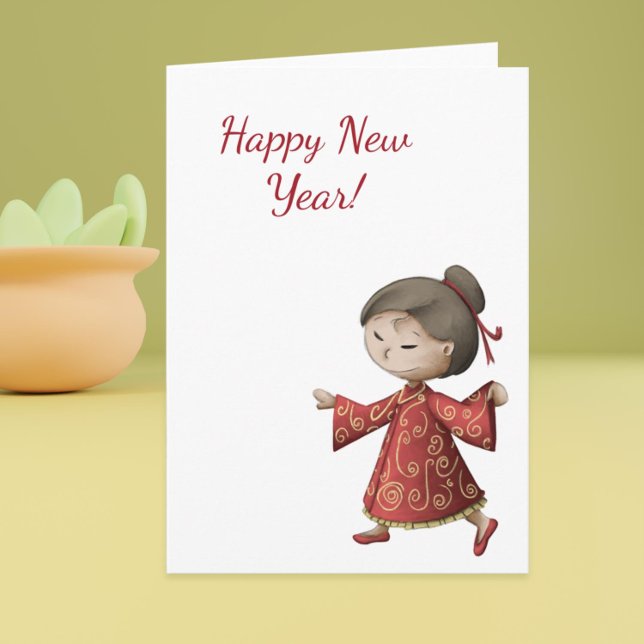 Tarjeta de felicitación del Año Nuevo Chino Feliz (Happy Chinese New year greeting card)