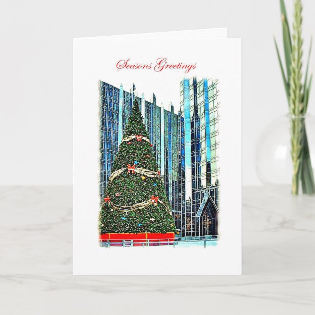 Tarjeta de felicitación del árbol de navidad de (Anverso)