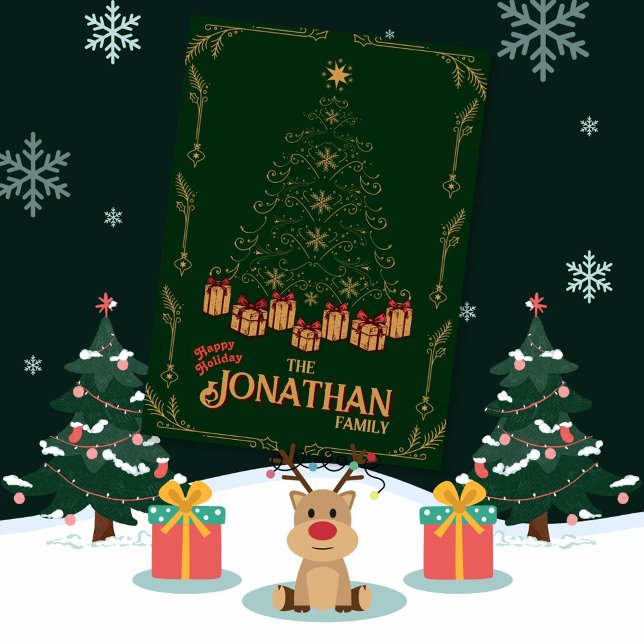Tarjeta de felicitación del Árbol de Navidad Feliz (Subido por el creador)