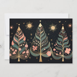 Tarjeta de felicitación del árbol de Navidad festi