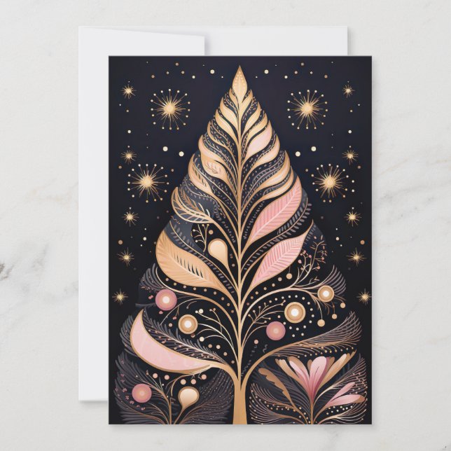 Tarjeta de felicitación del árbol de Navidad festi (Anverso)