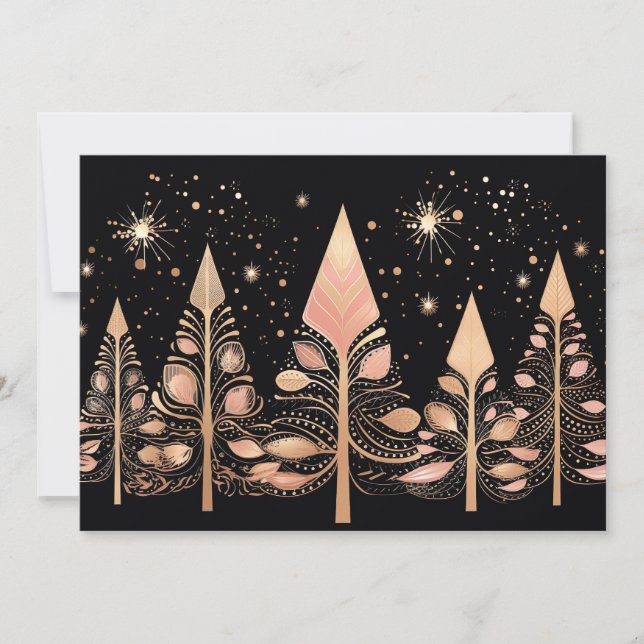 Tarjeta de felicitación del árbol de Navidad festi (Anverso)