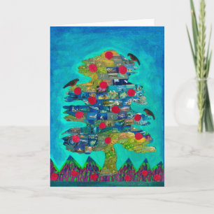 Tarjeta de felicitación del árbol del pájaro