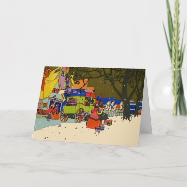 Tarjeta de felicitación del art déco del navidad (Anverso)