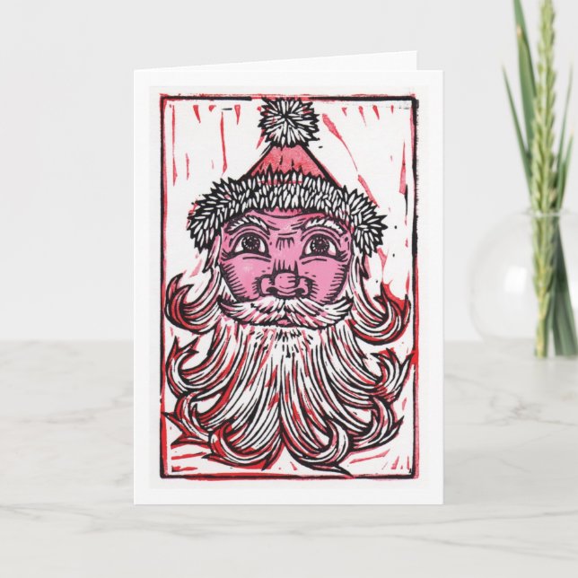 Tarjeta de felicitación del arte de Papá Noel (Anverso)