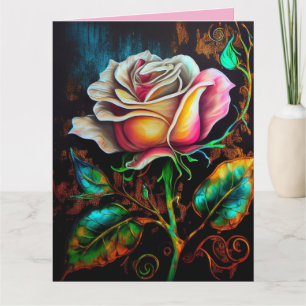 TARJETA DE FELICITACIÓN DEL ARTE DE ROSA DEL DÍA D