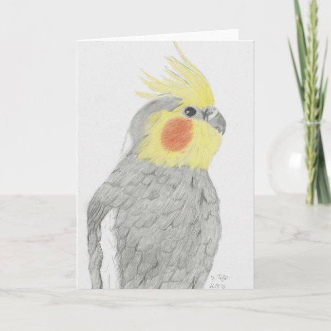 Tarjeta de felicitación del arte del Cockatiel (Anverso)