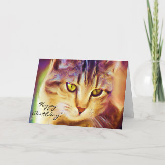 Tarjeta de felicitación del arte del gato de Tabby