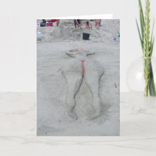 Tarjeta de felicitación del bañista de la playa de