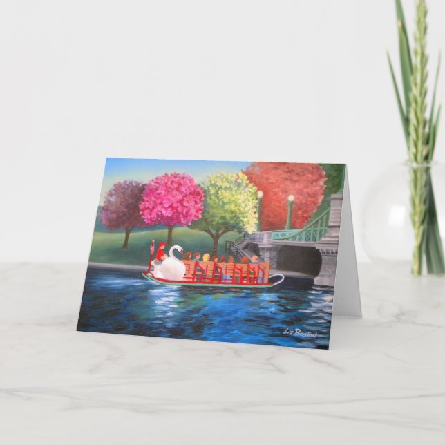 Tarjeta de felicitación del barco del cisne de Liz (Anverso)